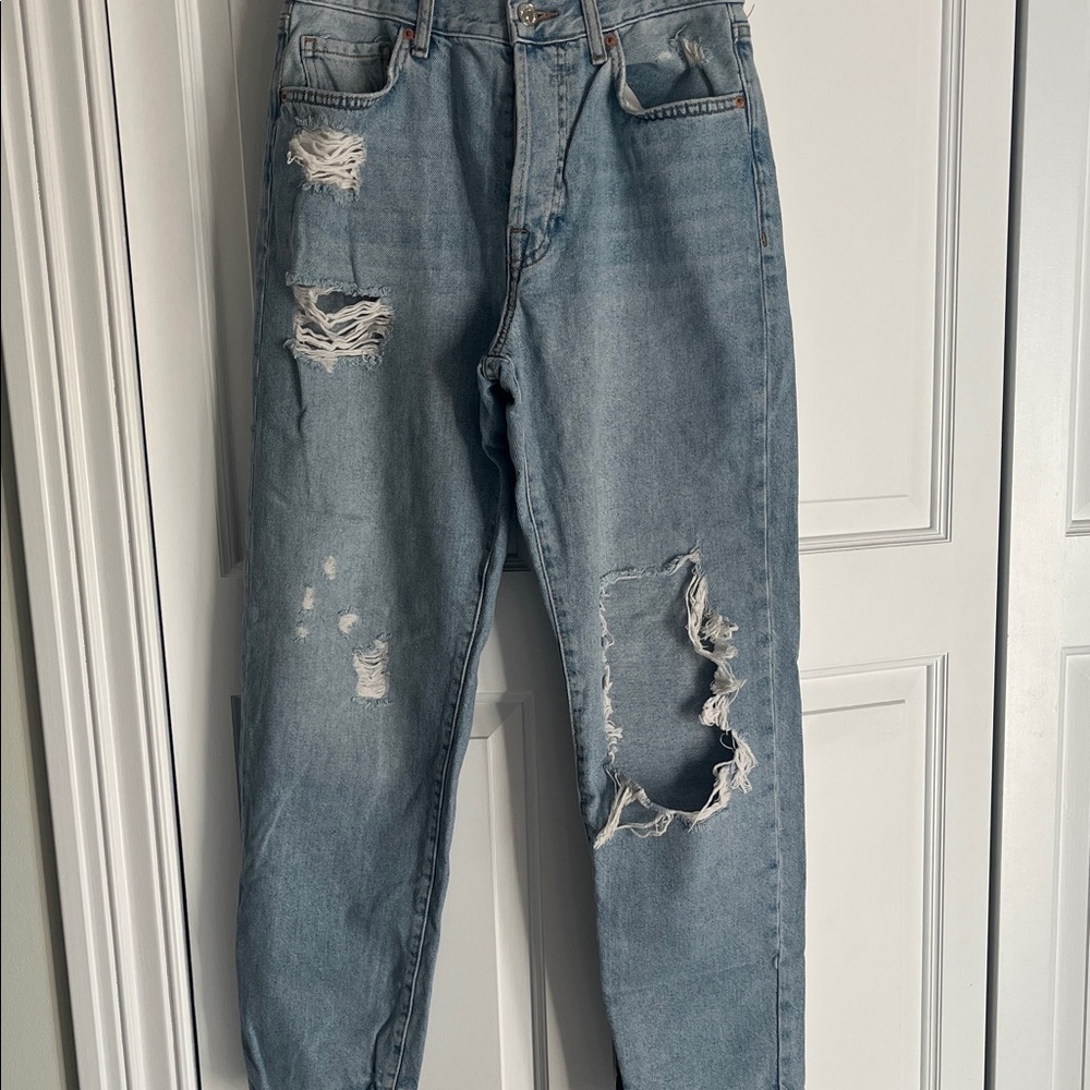 Distressed Blue Jeans